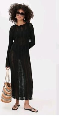 SHOW ME YOUR MUMU Maxi Dress Crochet Long Sleeve Vacay Cover Up Sz Small